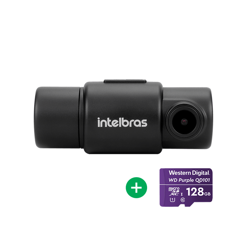 Kit Câmera veicular Duo Intelbras DC 3201 2K+ + Cartão Micro SD 128GB