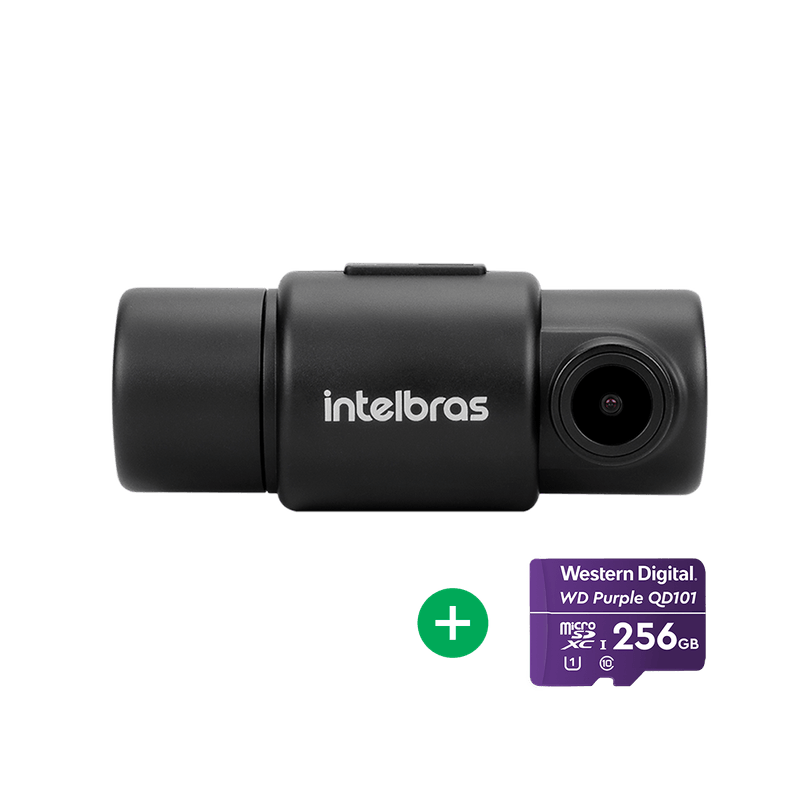 Kit Câmera veicular Duo Intelbras DC 3201 2K+ + Cartão Micro SD 256GB