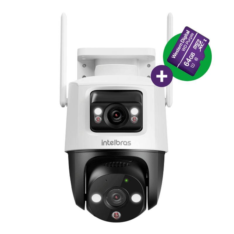 Câmera Externa iM9+ com Duas Lentes Visão Noturna e MicroSD 64GB Intelbras